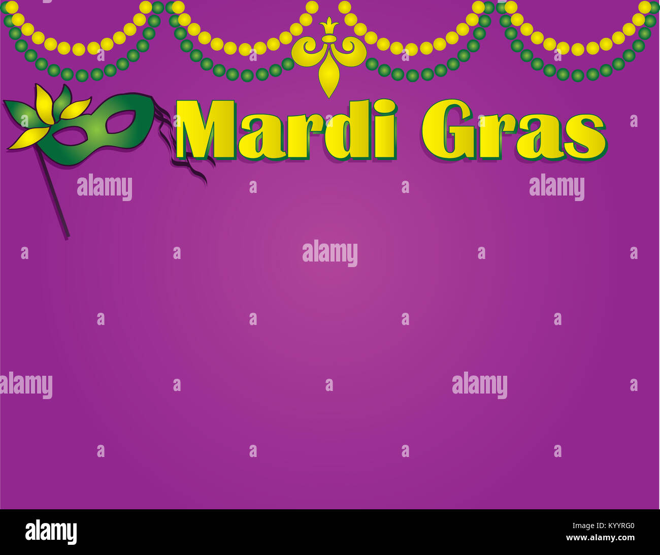 Modèle d'Affiche Mardi Gras avec des billes et un masque Banque D'Images