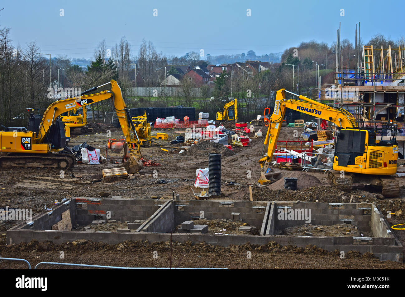 Site de construction de nouvelles maisons à Bridgend, Persimmon S.Wales (Jan 2018) Banque D'Images