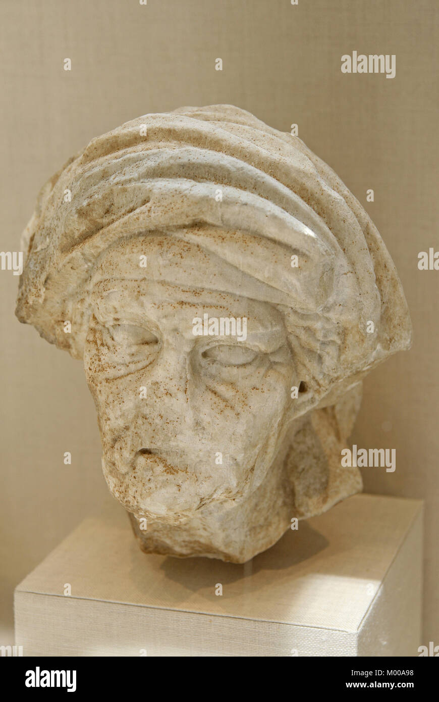 Chef romain en marbre buste de vieille femme à partir de la première période impériale, 1er siècle de notre ère, le Metropolitan Museum of Art (le MET), Upper Manhattan, New Yor Banque D'Images