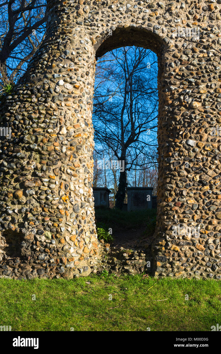 L'arche dans d'antiques ruines de l'abbaye de sépulture à Cathédrale St Edmundsbury, Bury St Edmunds, Suffolk, Angleterre, Royaume-Uni. Banque D'Images