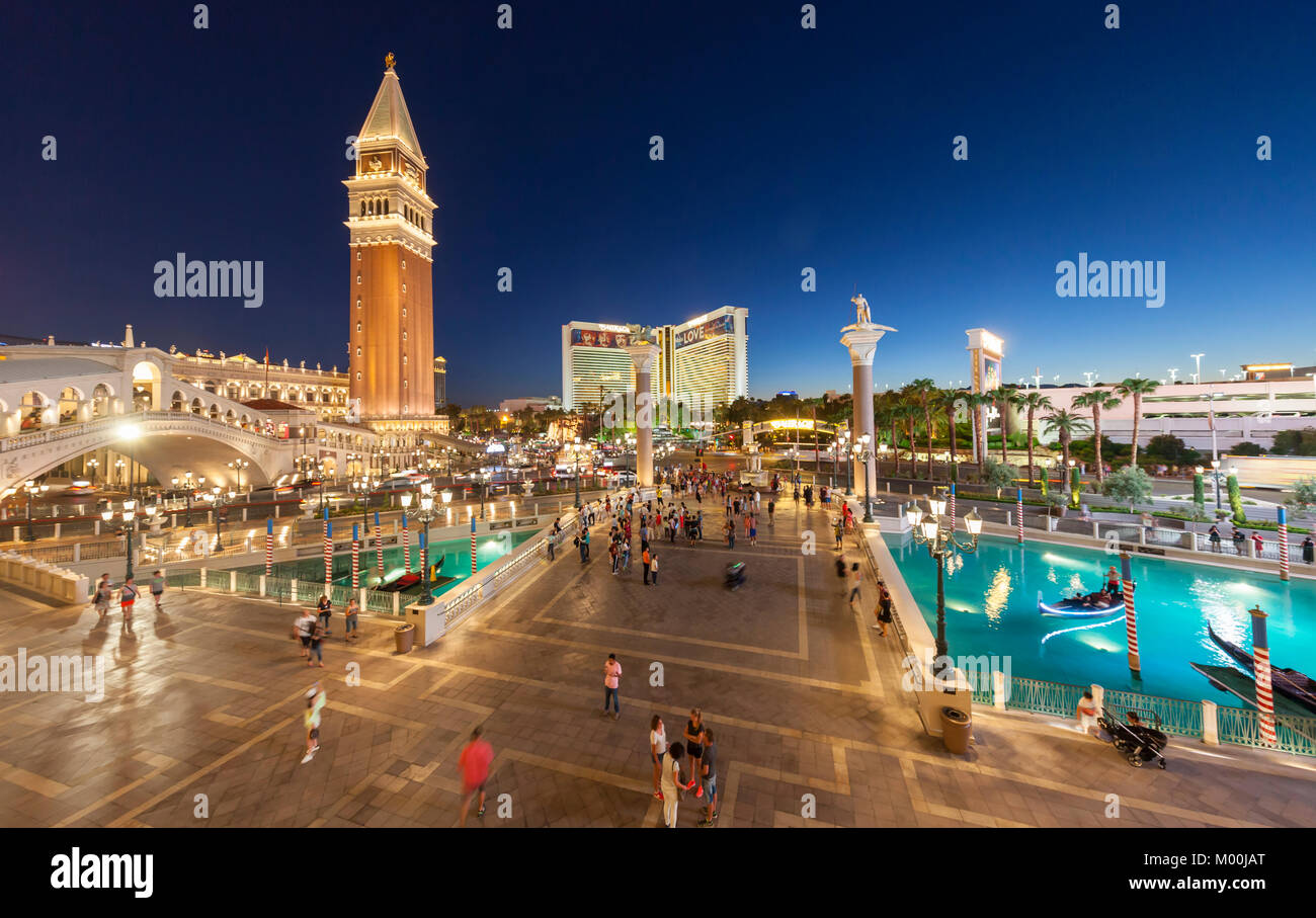 Le Venetian et le mirage de Las Vegas, Nevada. Banque D'Images