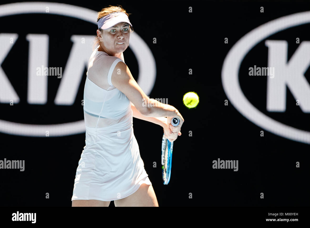 Melbourne, Australie, le 18 janvier 2018 : Le joueur de tennis russe Maria  Sharapova en action au cours de l'Open d'Australie 2018 à Melbourne Park.  Crédit : Frank Molter/Alamy Live News Photo