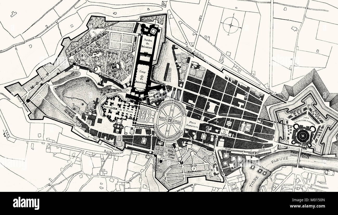 Le plan de la ville léonine, la Rome papale, Italie Banque D'Images