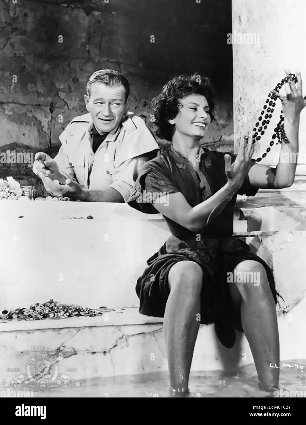 Légende de l'PERDU 1957 Batjac Productions film avec Sophia Loren et John Wayne Banque D'Images