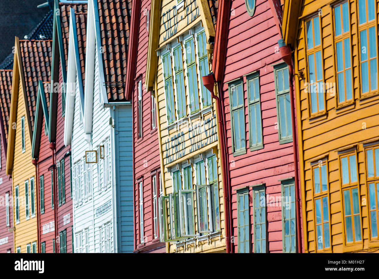 Tyske Bryggen maisons en bois, Bergen, Hordaland, Norvège, Scandinavie. Banque D'Images