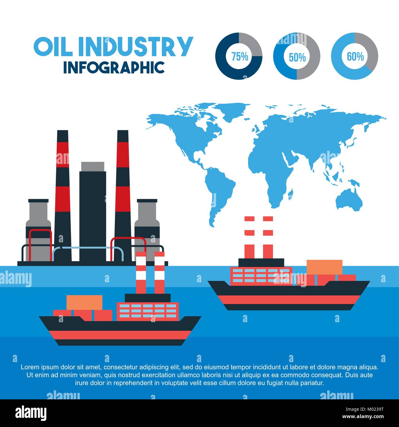 L'industrie de l'huile de la logistique du transport du fret maritime infographique Illustration de Vecteur