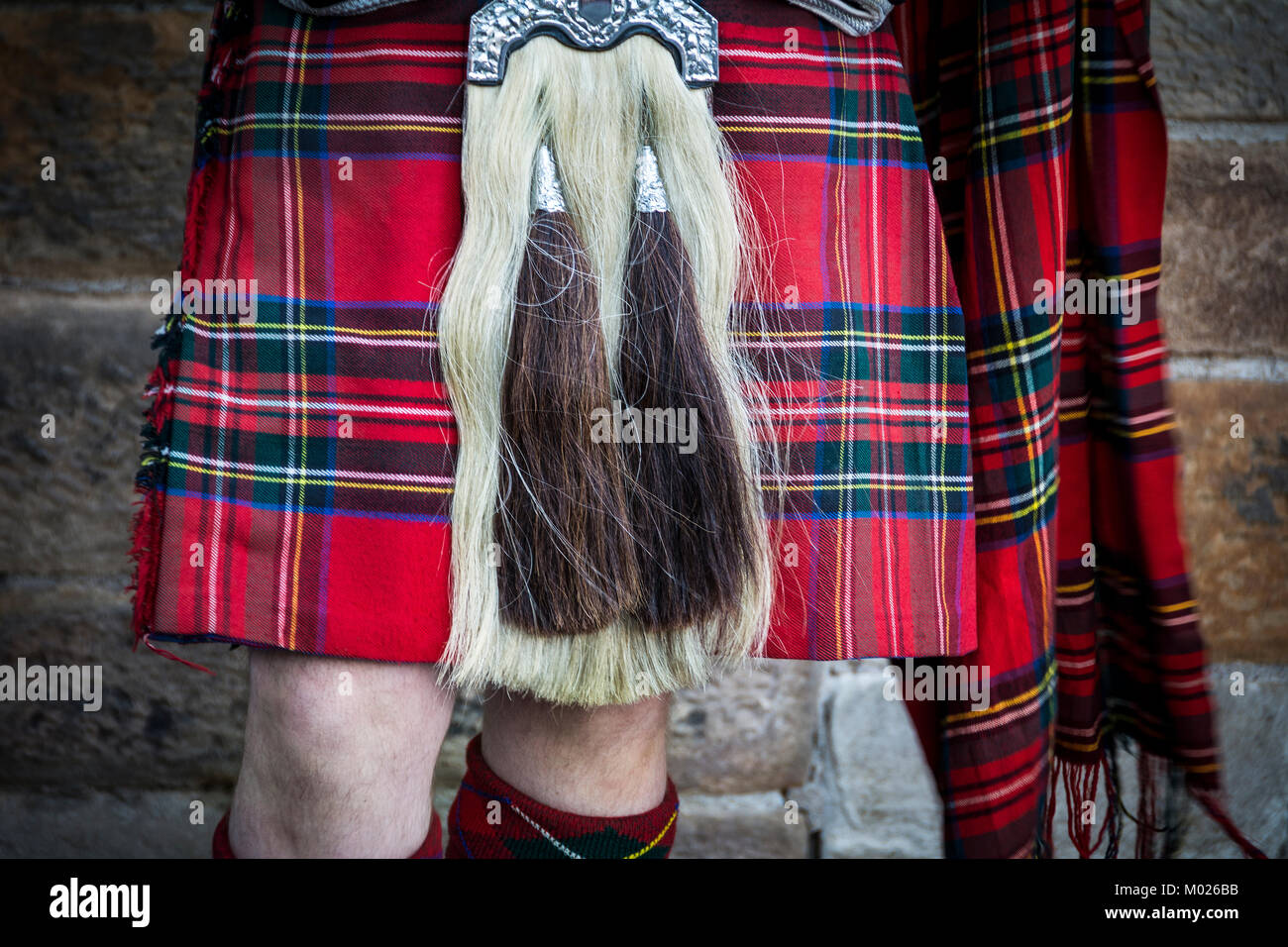 Sporran et kilt partie de robe Highland traditionnelles Banque D'Images