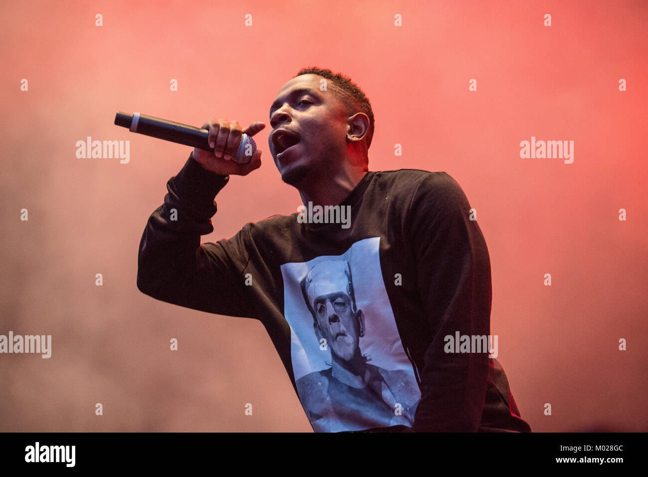 Le rappeur américain Kendrick Lamar et parolier effectue un concert live au festival de musique norvégienne Øyafestivalen 2013. La Norvège, 08/08 2013. Banque D'Images