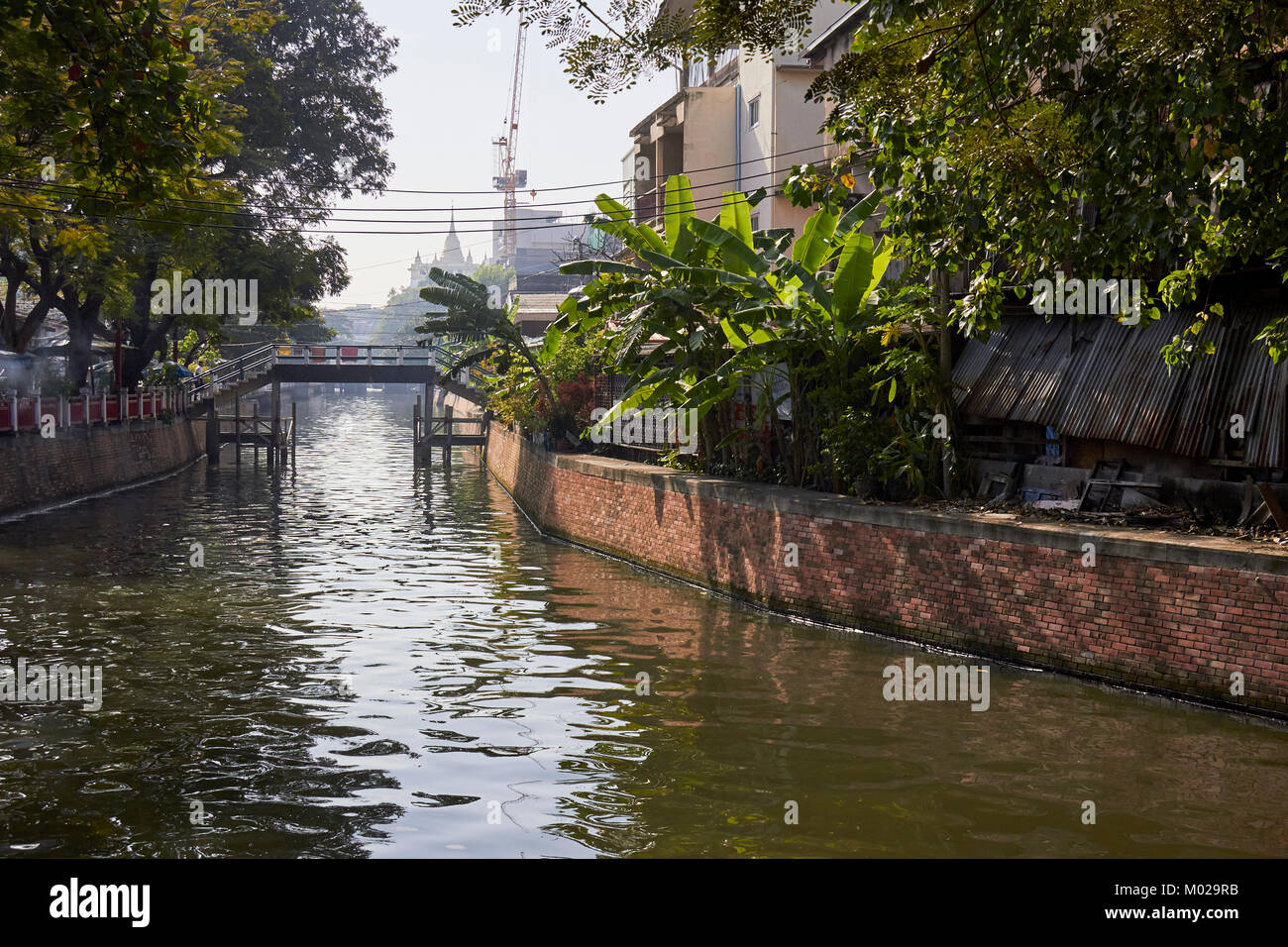 Khlong rop krung canal, Vieille Ville, Bangkok, Thaïlande Banque D'Images