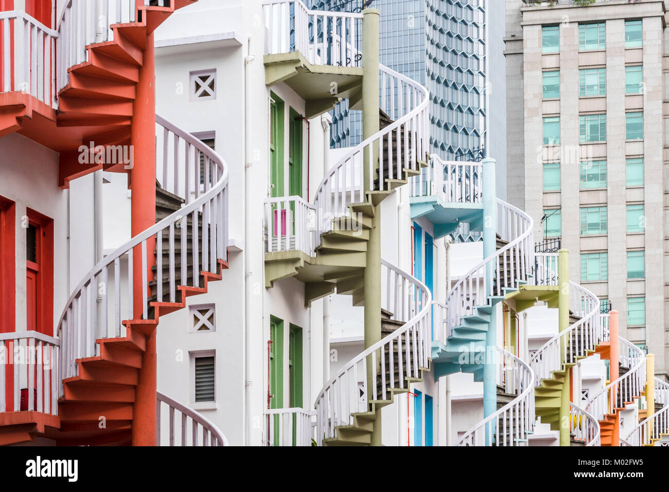 Escalier hélicoïdal (spirale), Bugis Village, Singapour Banque D'Images