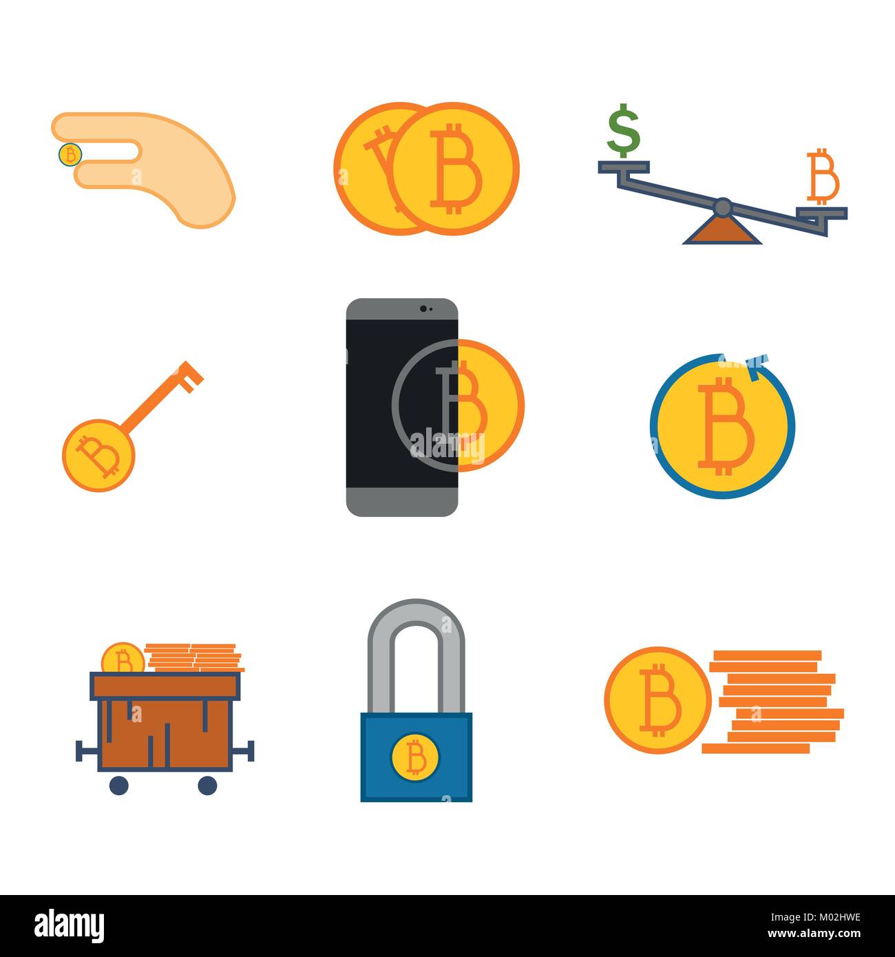 Bitcoin simple vecteur symbole graphique Illustration Set Illustration de Vecteur