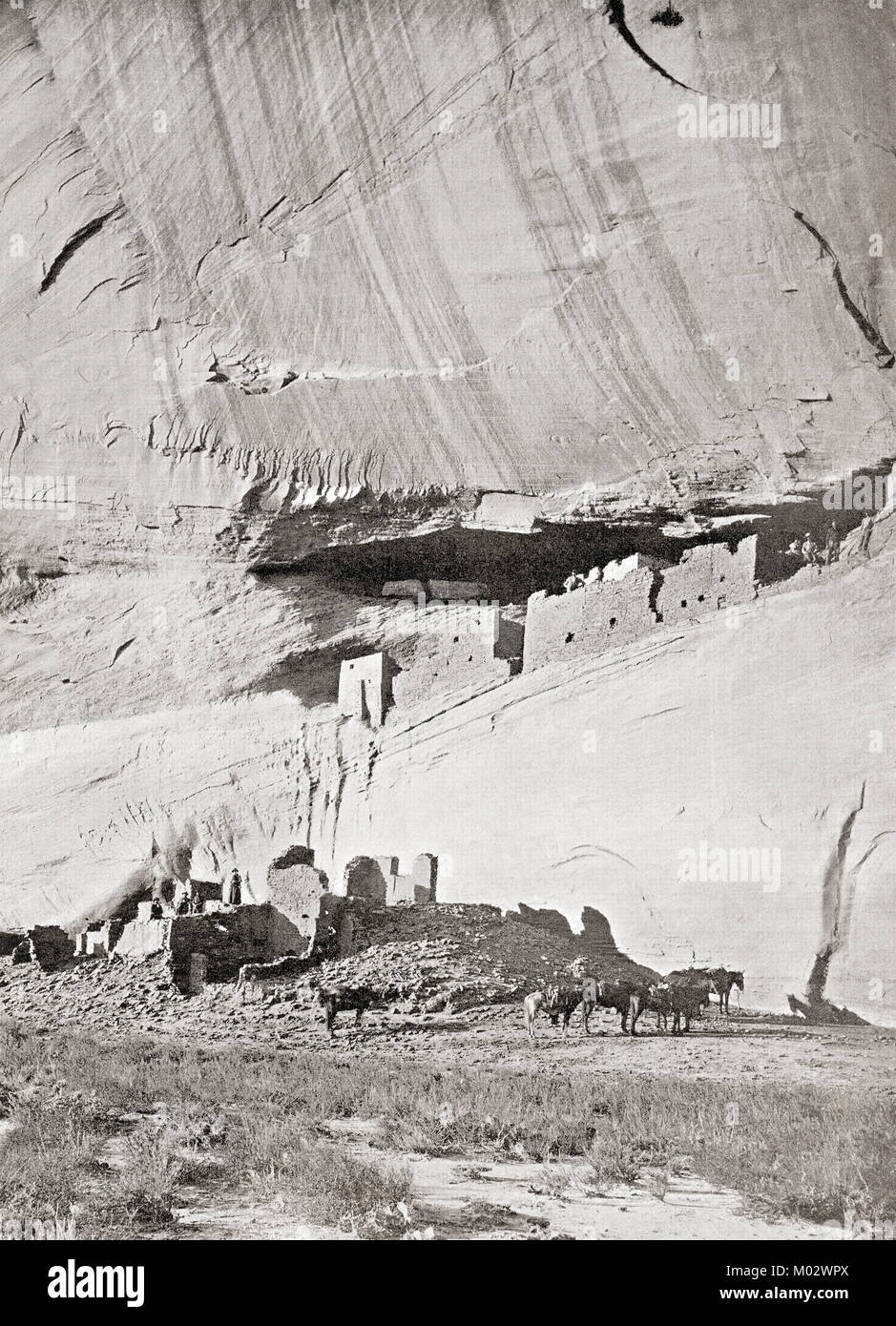 Les ruines de l'Cliff dwellings du peuple Navajo au Canyon de Chelly, Arizona, États-Unis d'Amérique, vu ici c. 1911. Des merveilles du monde, publié c.1911. Banque D'Images