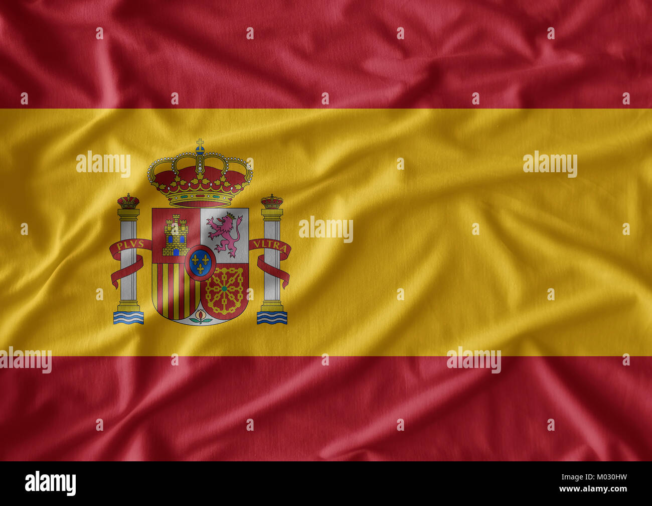 Waving Flag de l'Espagne. Drapeau a real texture tissu Banque D'Images