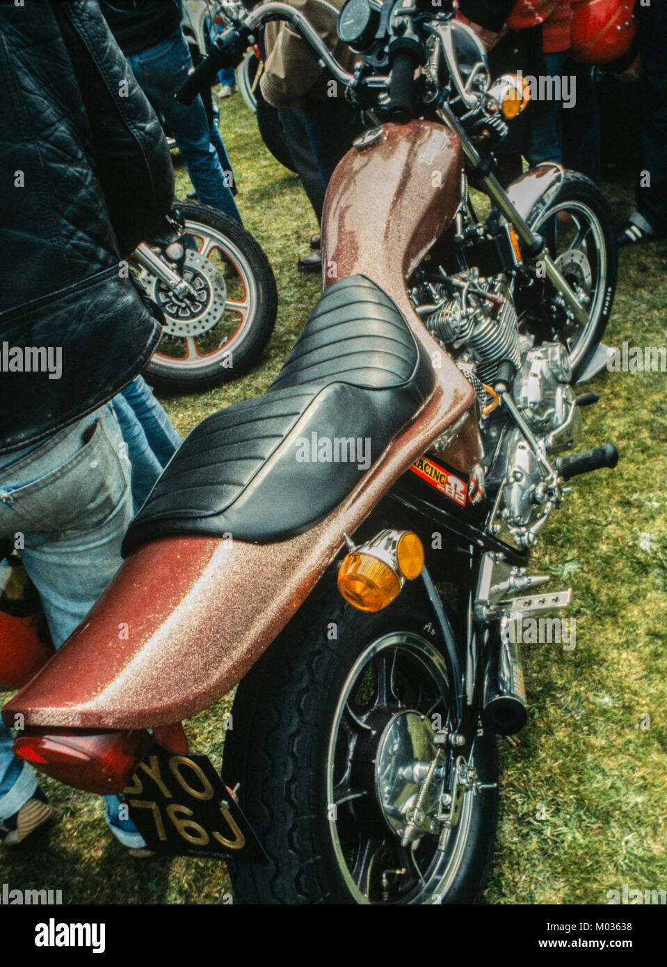 Moto Triumph Trident personnalisés à l'affichage personnalisé de Ramsey,  juin 1983, à l'île de Man TT races. L'ouragan Photo Stock - Alamy