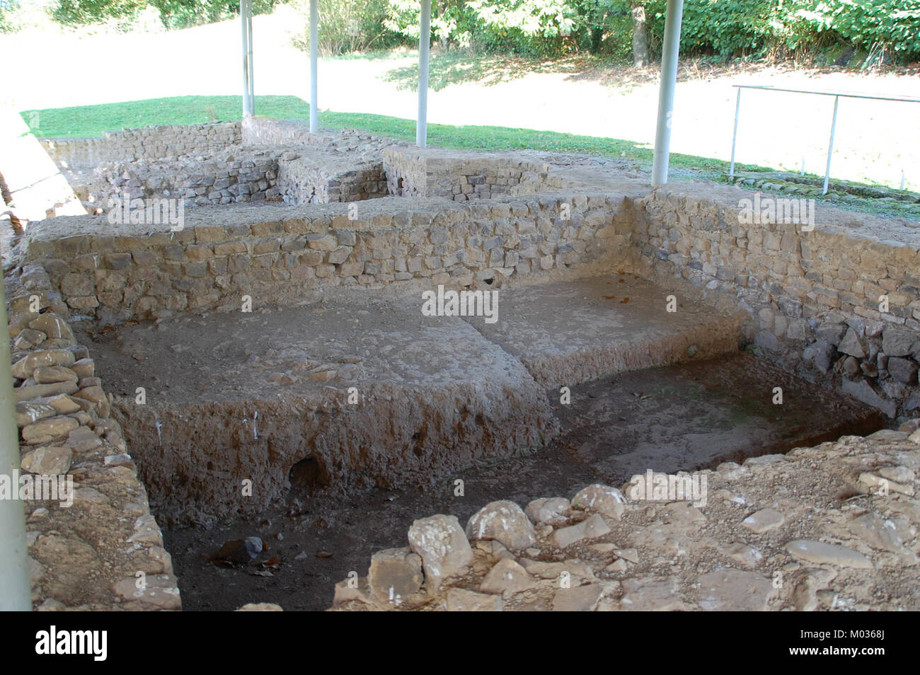 Une référence historique à un camp romain identifié comme SJlV, mettant en valeur l'architecture militaire romaine et les schémas de peuplement. Banque D'Images
