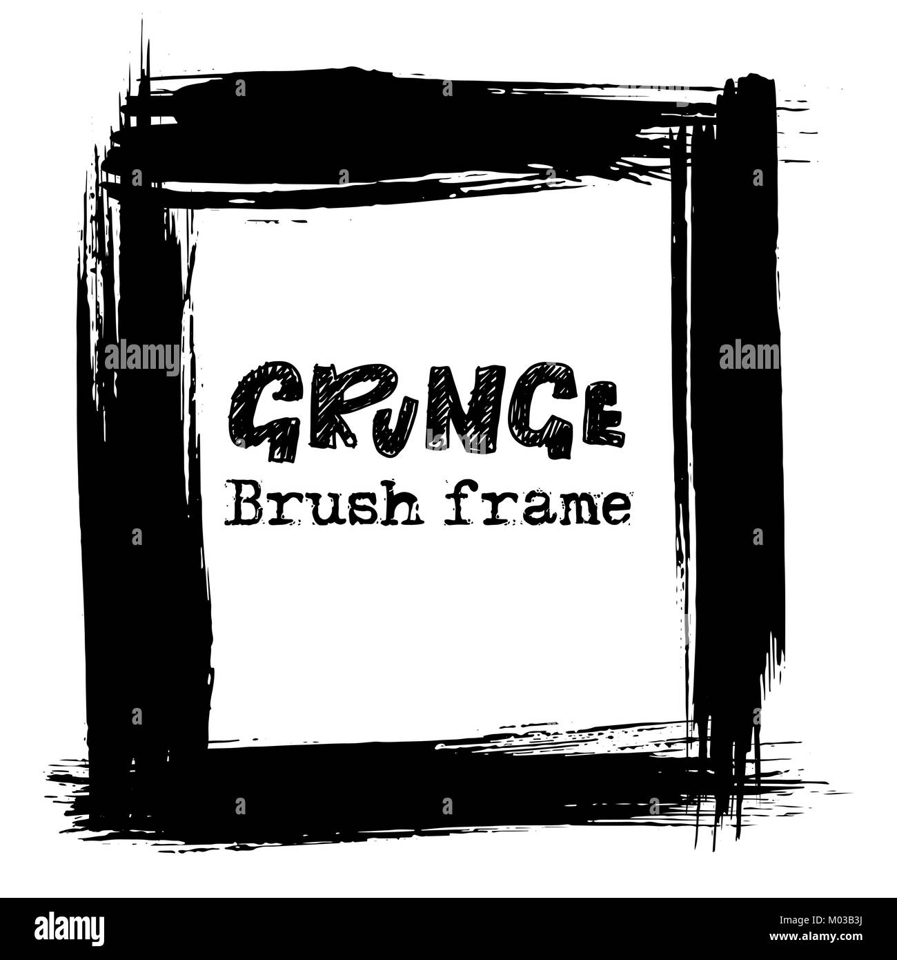 Grunge encre moderne cadre de balais. Vector illustration noir. Illustration de Vecteur