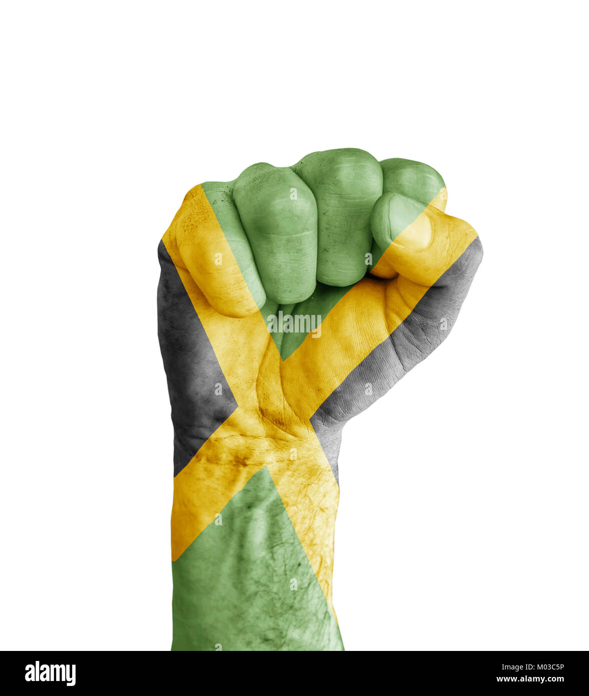 Pavillon de la Jamaïque a peint des fist comme symbole de victoire Banque D'Images