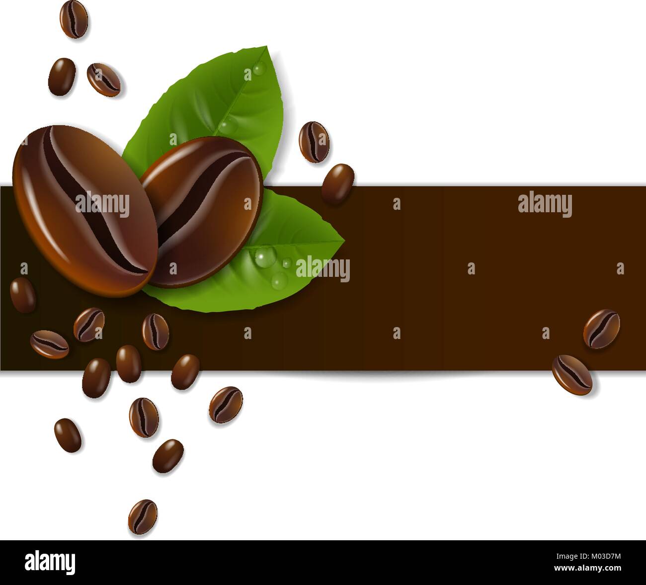 Contexte de grains de café avec des feuilles Illustration de Vecteur