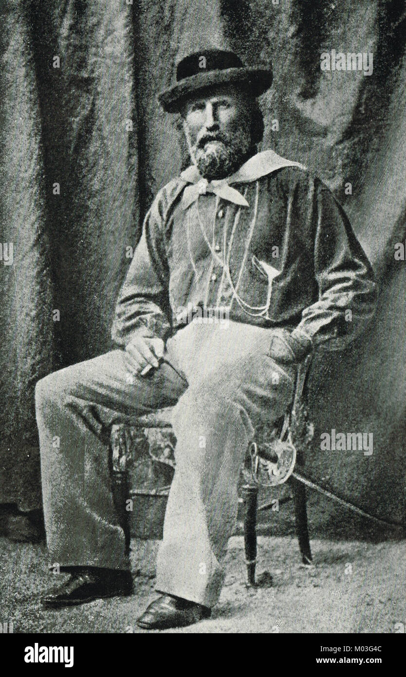 Giuseppe Garibaldi assis, vers 1859, général italien, homme politique et nationaliste Banque D'Images