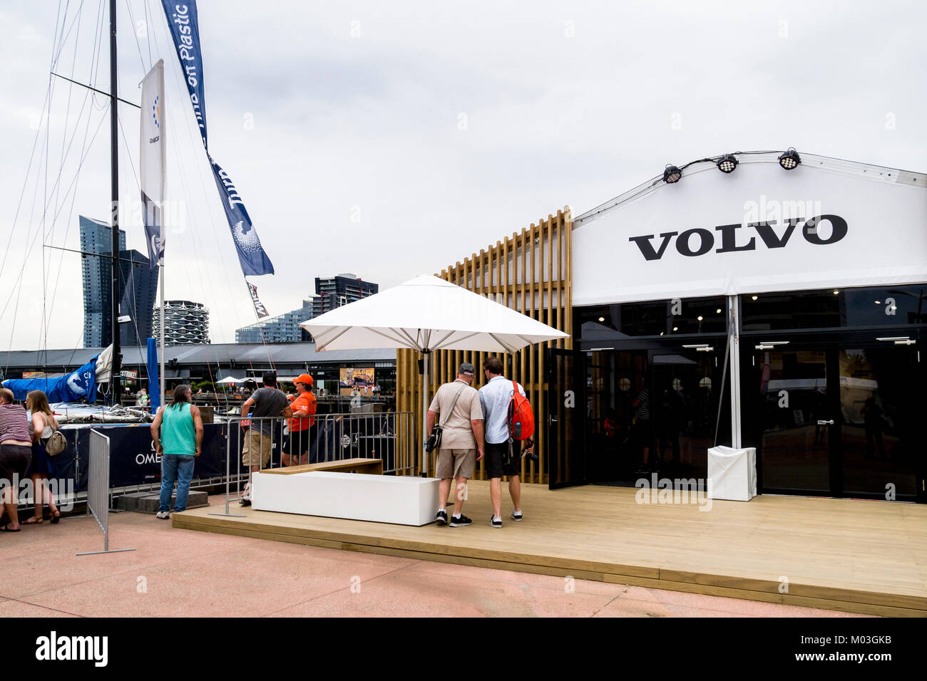 L'extérieur de la Volvo Pavilion at Port Victoria, Melbourne, Australie, 28 décembre 2017. Banque D'Images