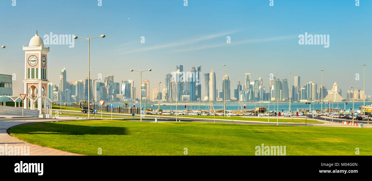 Toits de Doha, capitale du Qatar. Banque D'Images