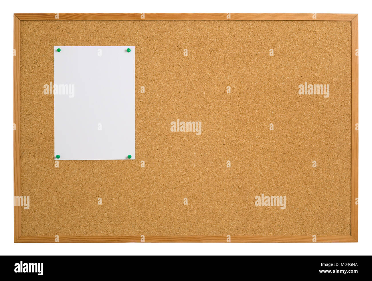 Tableau d'affichage liège isolé sur blanc avec papier vierge pour votre avis Banque D'Images Tableau d'affichage liège isolé sur blanc avec papier vierge pour votre avis Banque D'Images