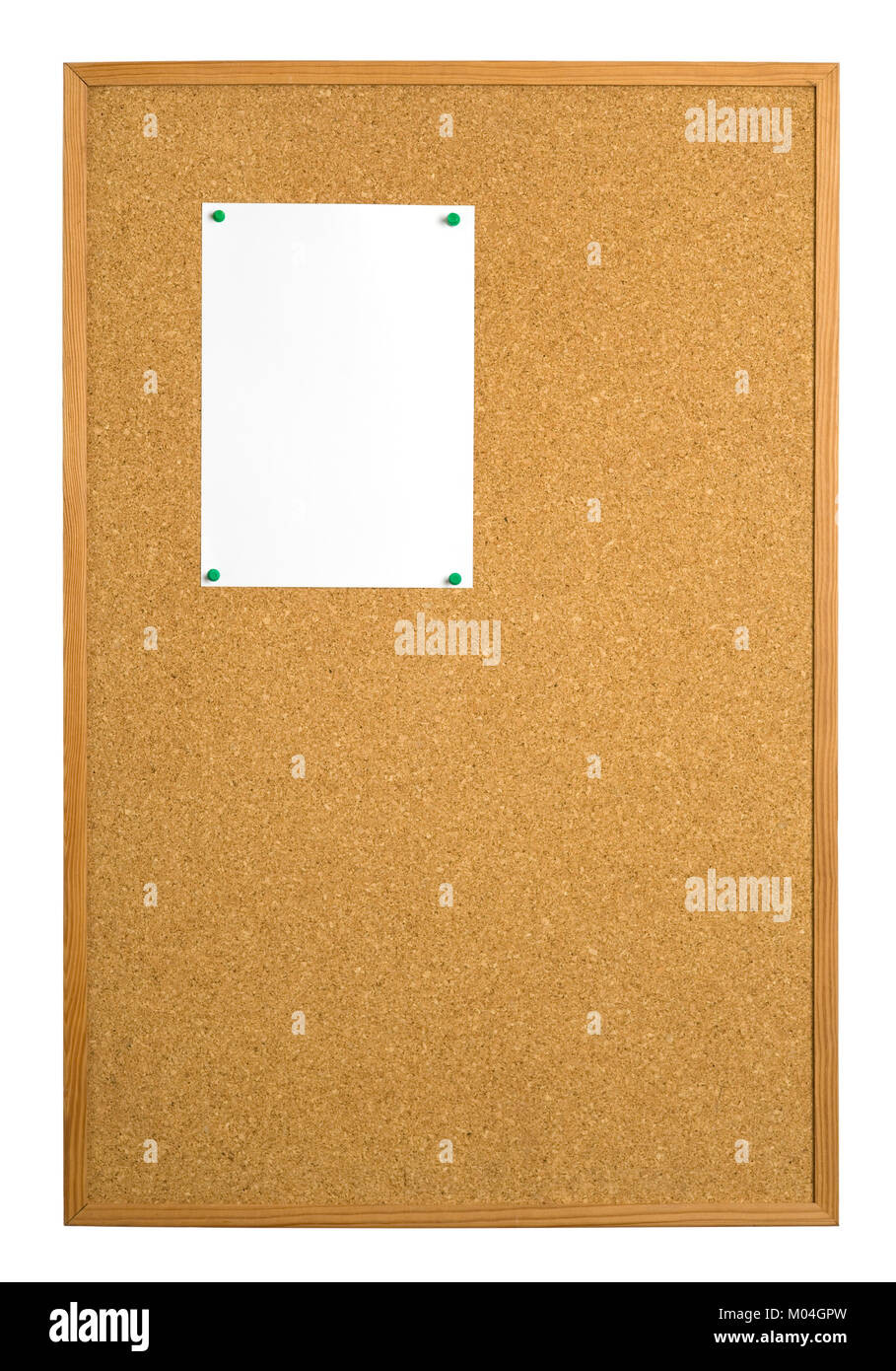Tableau d'affichage liège isolé sur blanc avec papier vierge pour votre avis Banque D'Images Tableau d'affichage liège isolé sur blanc avec papier vierge pour votre avis Banque D'Images