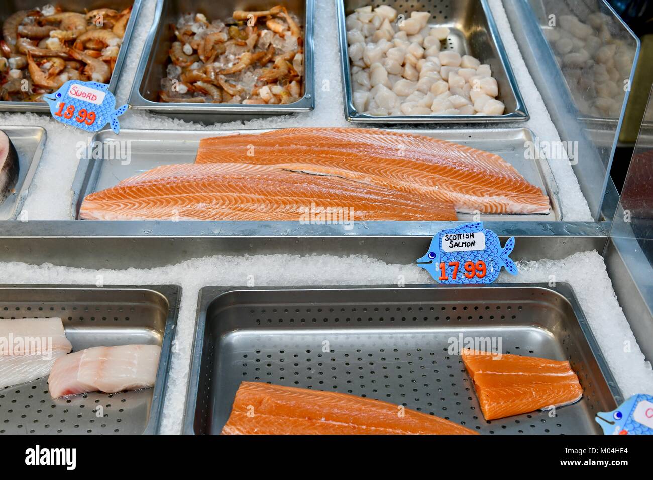 Des fruits de mer frais à un marché de fruits de mer dans le Maryland, USA Banque D'Images