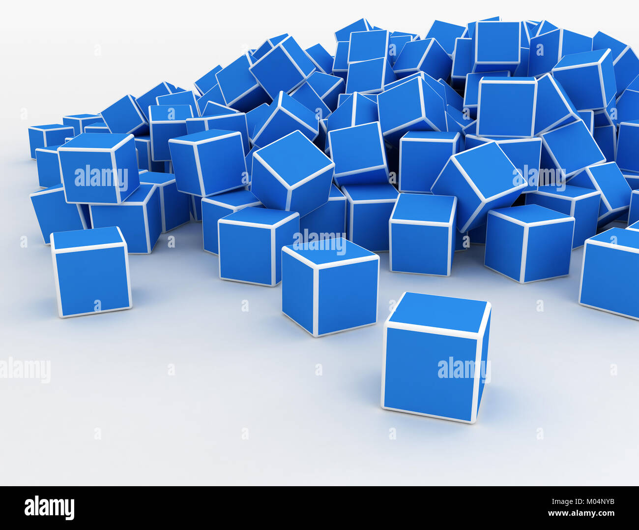 Tas de cubes 3d bleu Banque D'Images