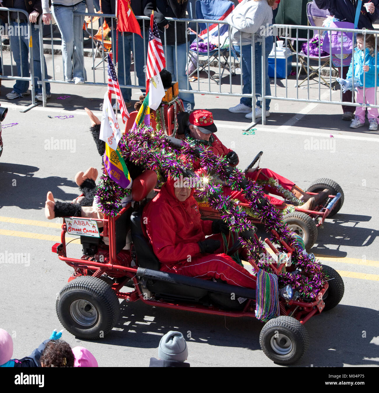 Sur rendez-vous pour les charrettes en costume Mardi Gras Banque D'Images