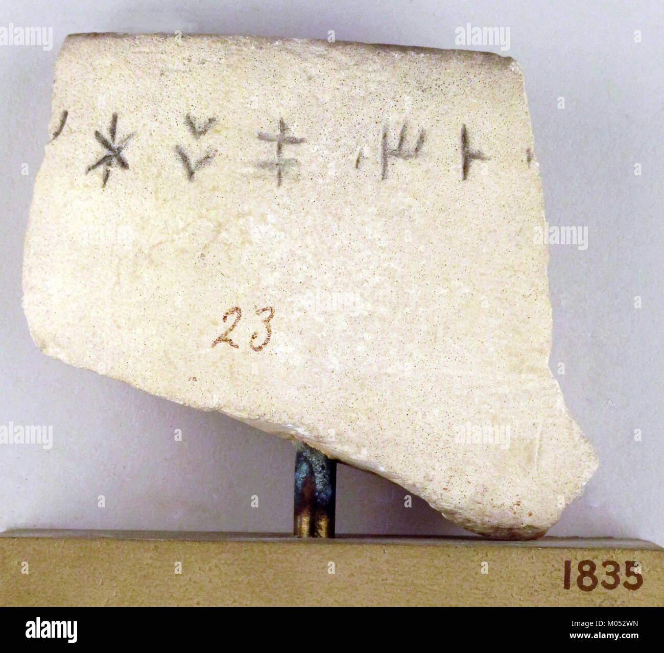Une boîte à artefacts portant l'inscription « MET sf74512314 », faisant éventuellement référence à un objet de collection de musée, identifié par ce code unique. Banque D'Images