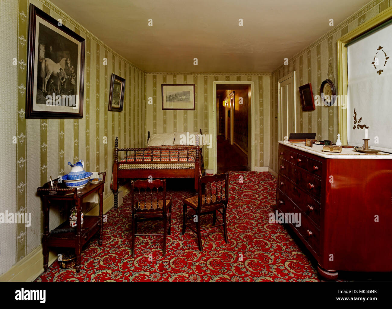 Chambre à coucher dans laquelle Lincoln est mort dans la maison Petersen Banque D'Images