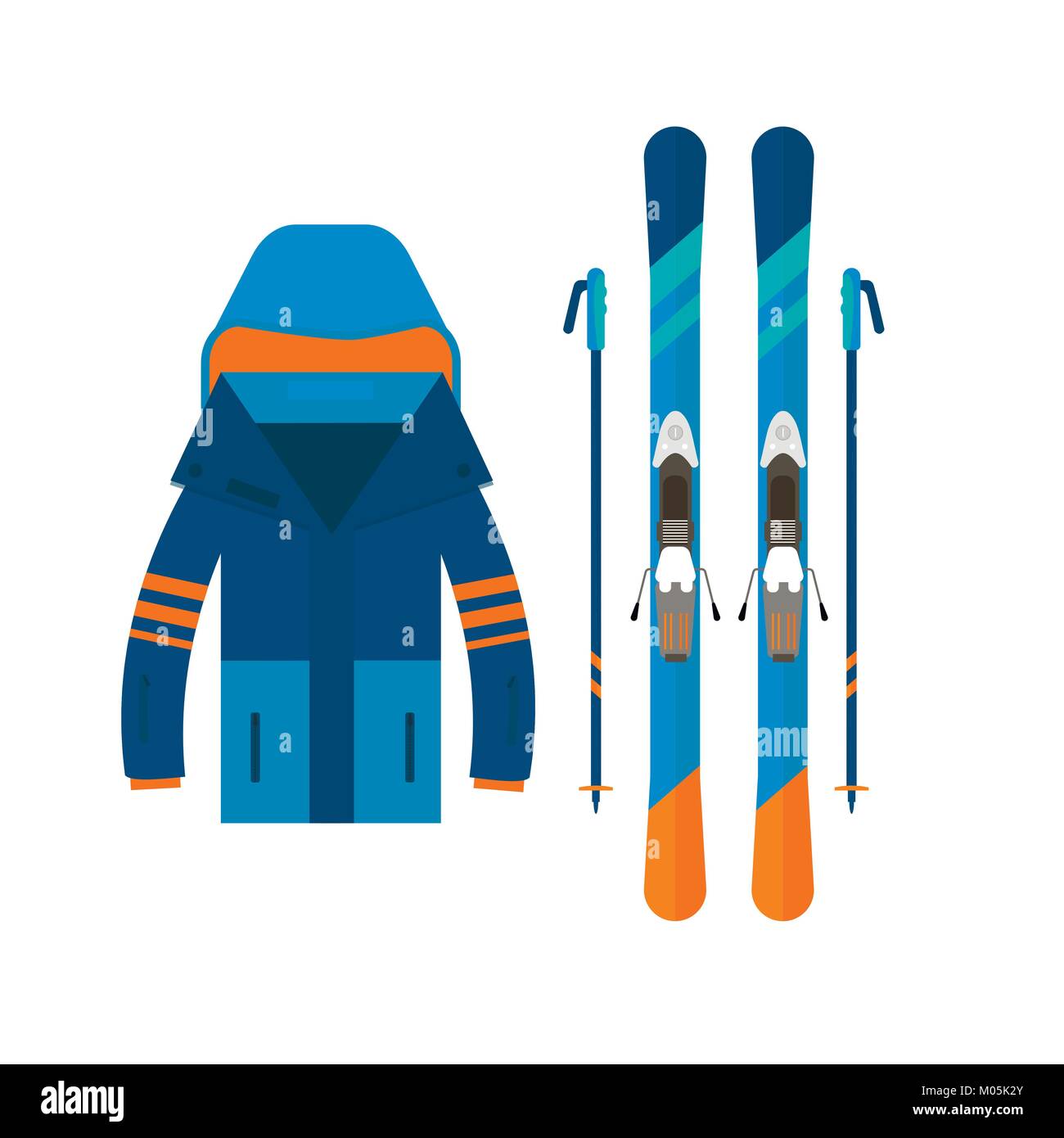 Icônes de sports d'hiver et le ski. jaket Le ski et le snowboard d'équipement isolé sur fond blanc en télévision style design. Éléments pour ski resort Illustration de Vecteur