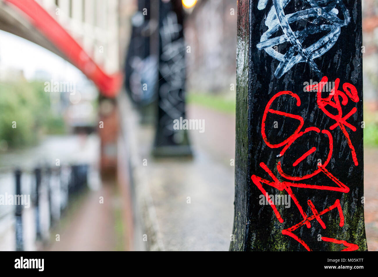 Graffiti à canal Manchester Banque D'Images