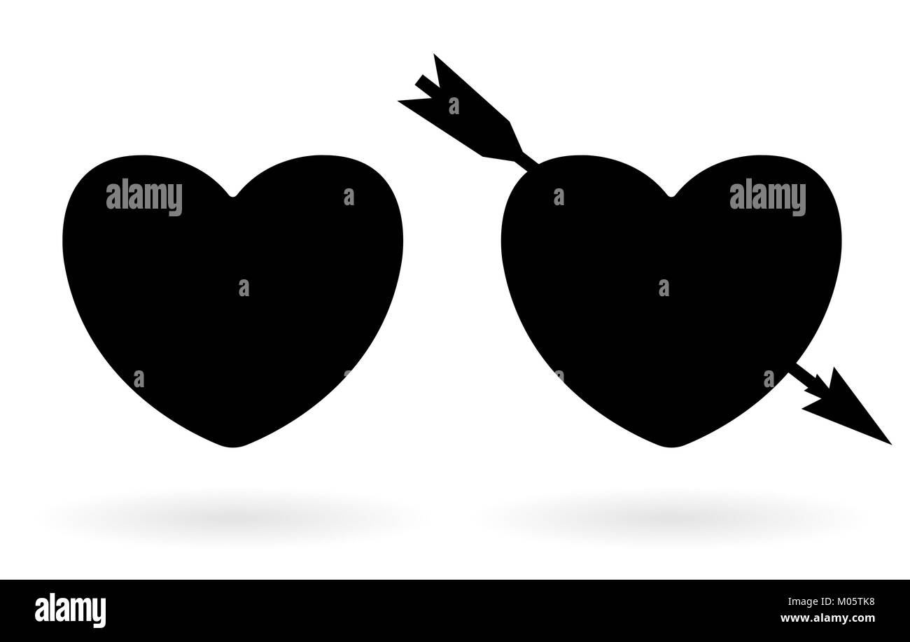 Coeur noir avec Silhouette vecteur icône flèche Illustration de Vecteur