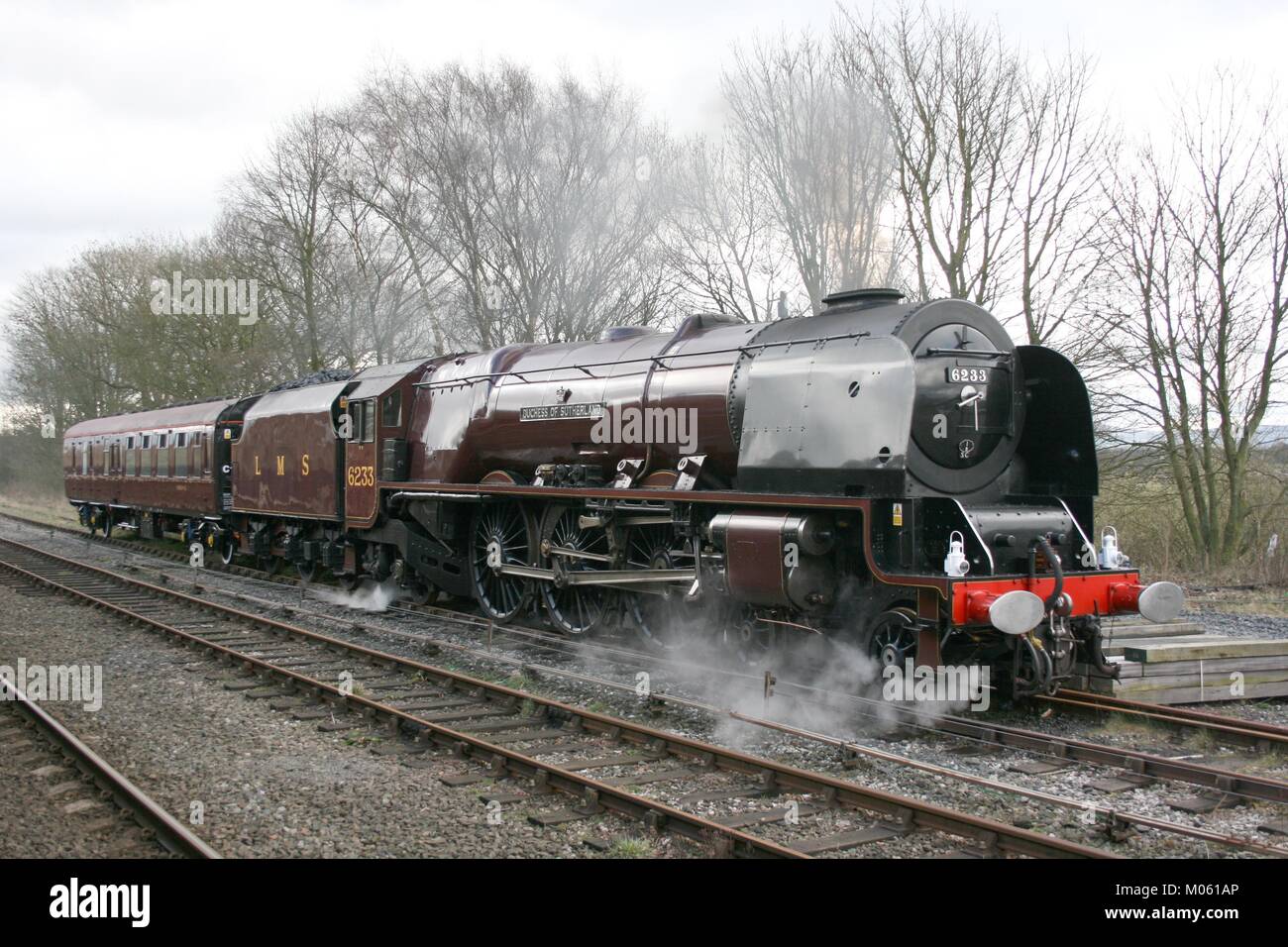 Locomotive à vapeur Pacific LMS n° 6233 la duchesse de Sutherland à Hellifield, 28 mars 2009 - Hellifield, Yorkshire, Royaume-Uni Banque D'Images