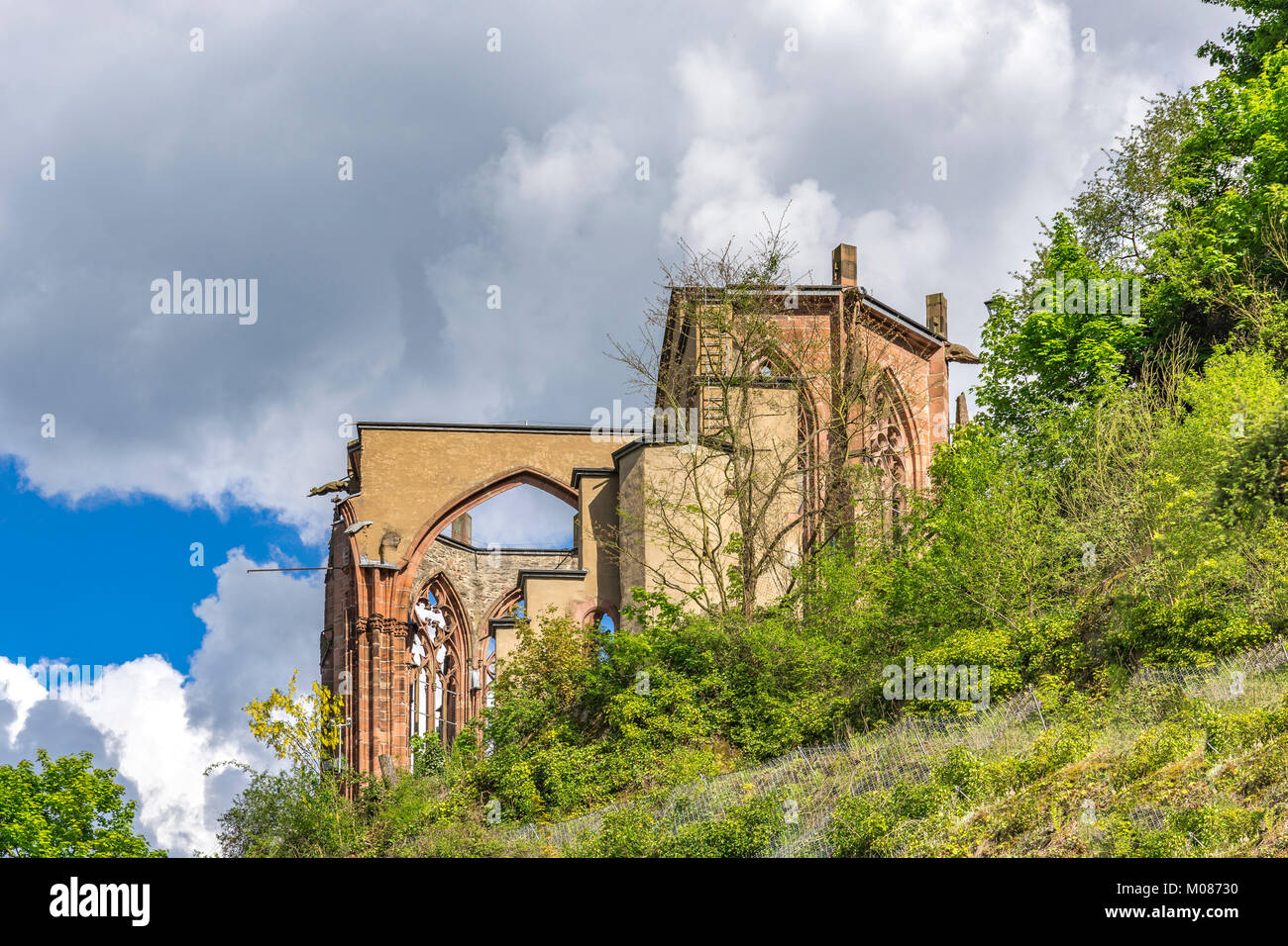 Ruine Werner Chapelle, Kapelle, de Bacharach. La Rhénanie-Palatinat. L'Allemagne. Banque D'Images