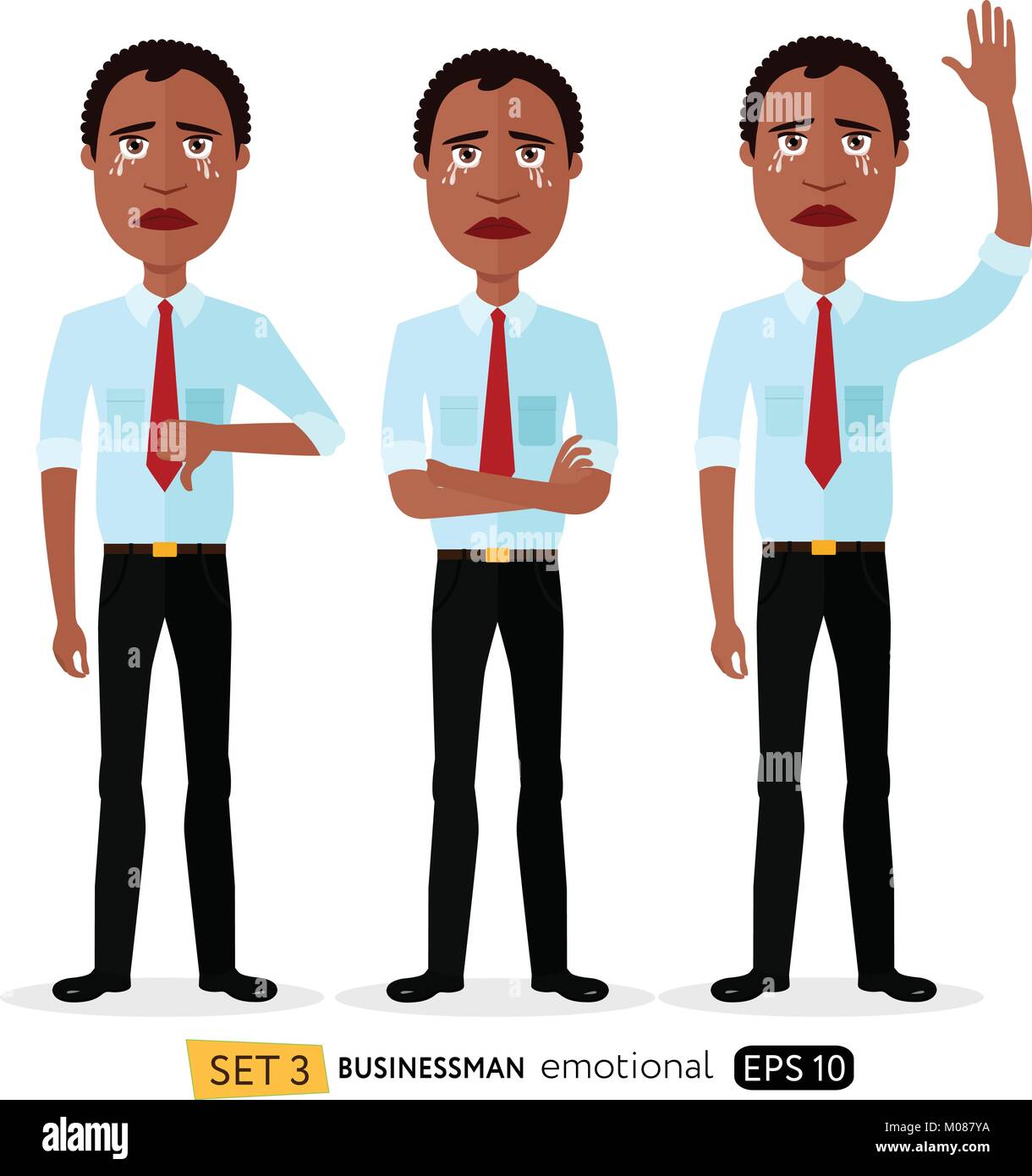 Homme d'affaires est triste à pleurer concept vector illustration cartoon ensemble d'émotions pour business man. Illustration de Vecteur