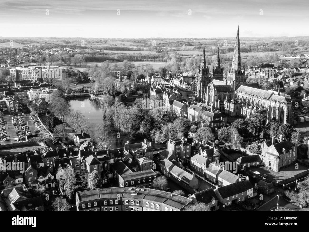 Lichfield dans l'air. Banque D'Images