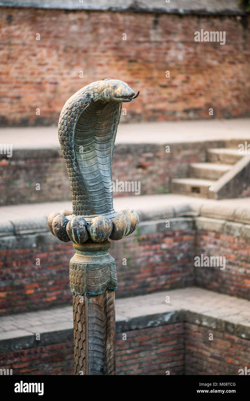 Étang de serpent, Bhaktapur, Népal, Asie. Banque D'Images
