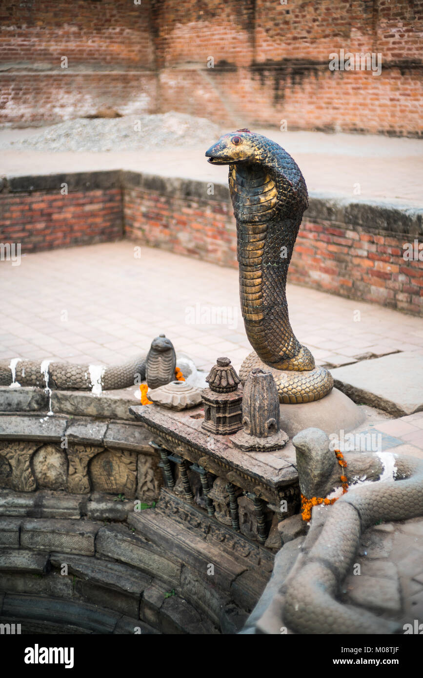 Étang de serpent, Bhaktapur, Népal, Asie. Banque D'Images