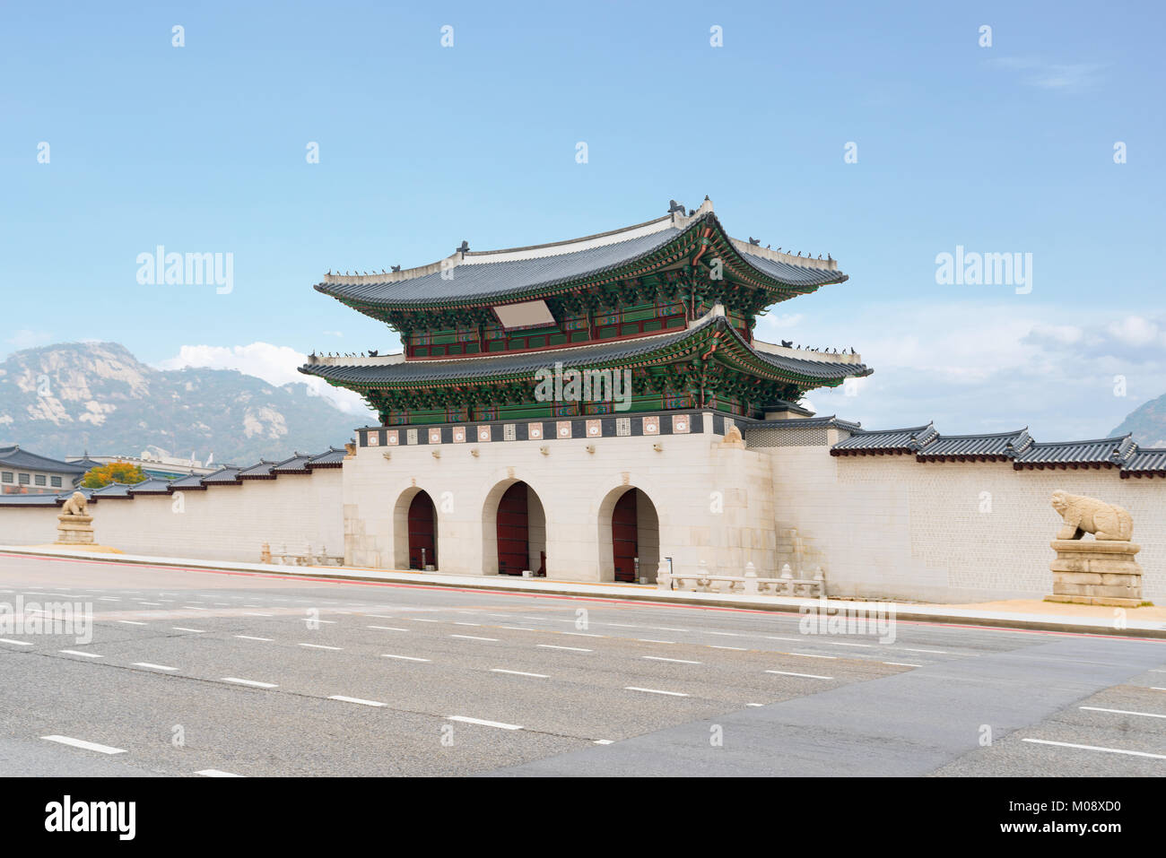 Gyeongbokgung palace dans la ville de Séoul, Corée du Sud. Banque D'Images