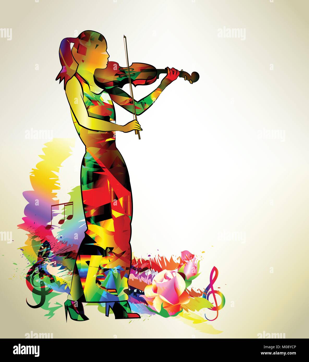 Musicien. Joueur de violon, violon classique jeu de fille Illustration de Vecteur