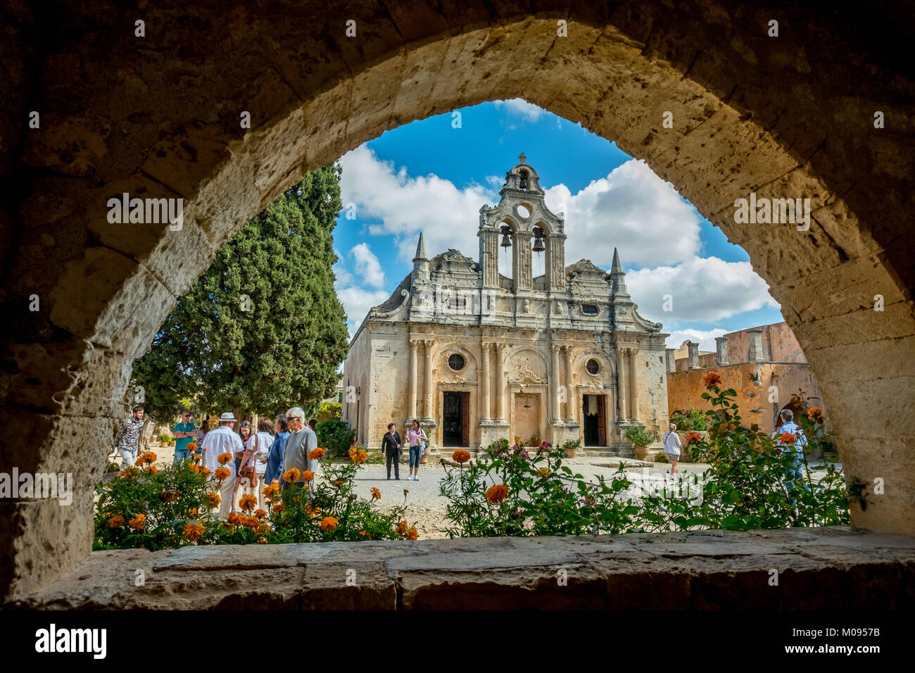 Moni Arkadi Monastère, Église orthodoxe grecque, Monument National de la crète dans la lutte pour l'indépendance, Moni Monastère d'Arkadi, Crète, Grèce, Europe, Banque D'Images