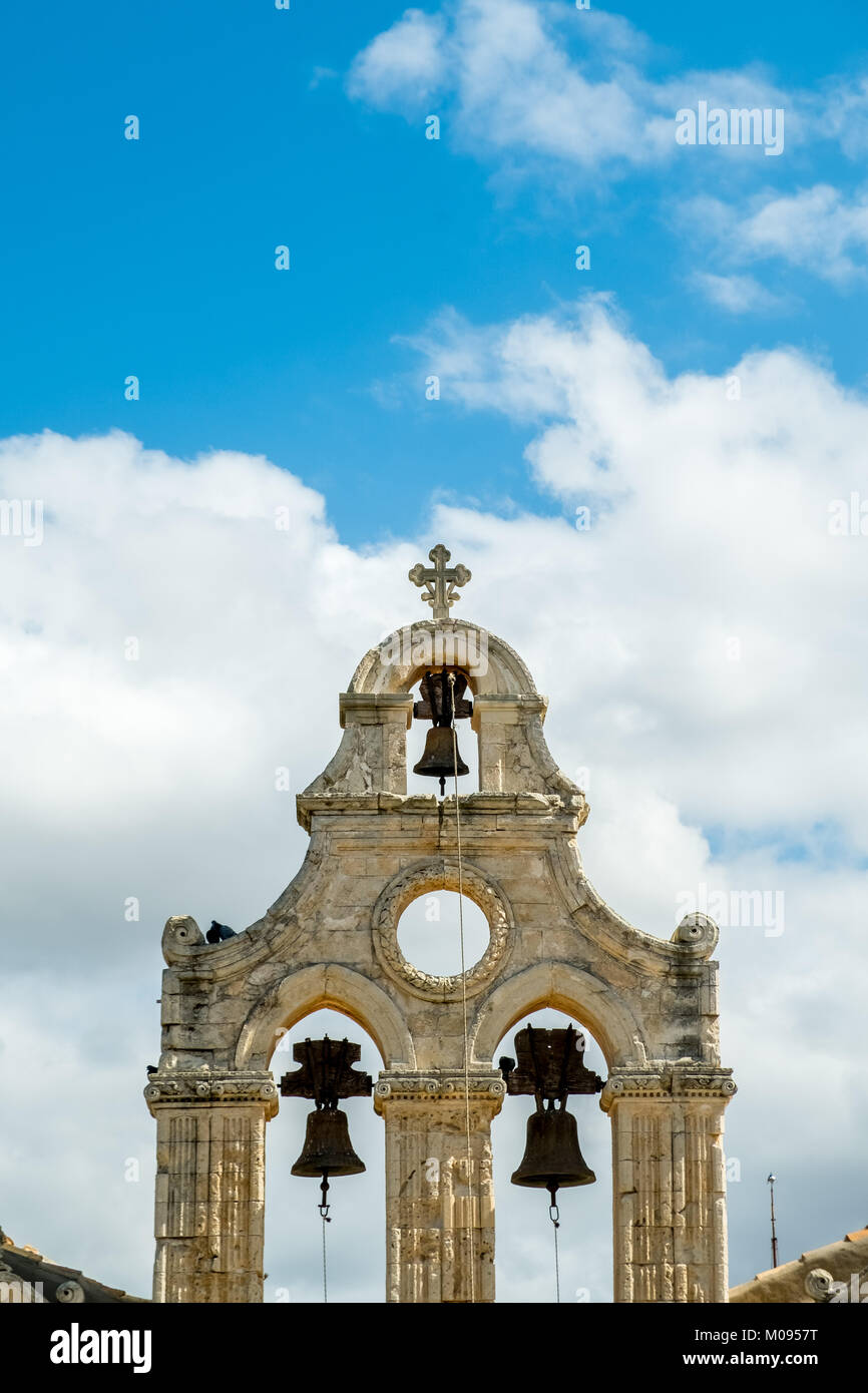 Clocher de l'église du monastère nef deux Moni Arkadi Monastère, Église orthodoxe grecque, Monument National de la crète dans la lutte pour l'indépendance, Banque D'Images