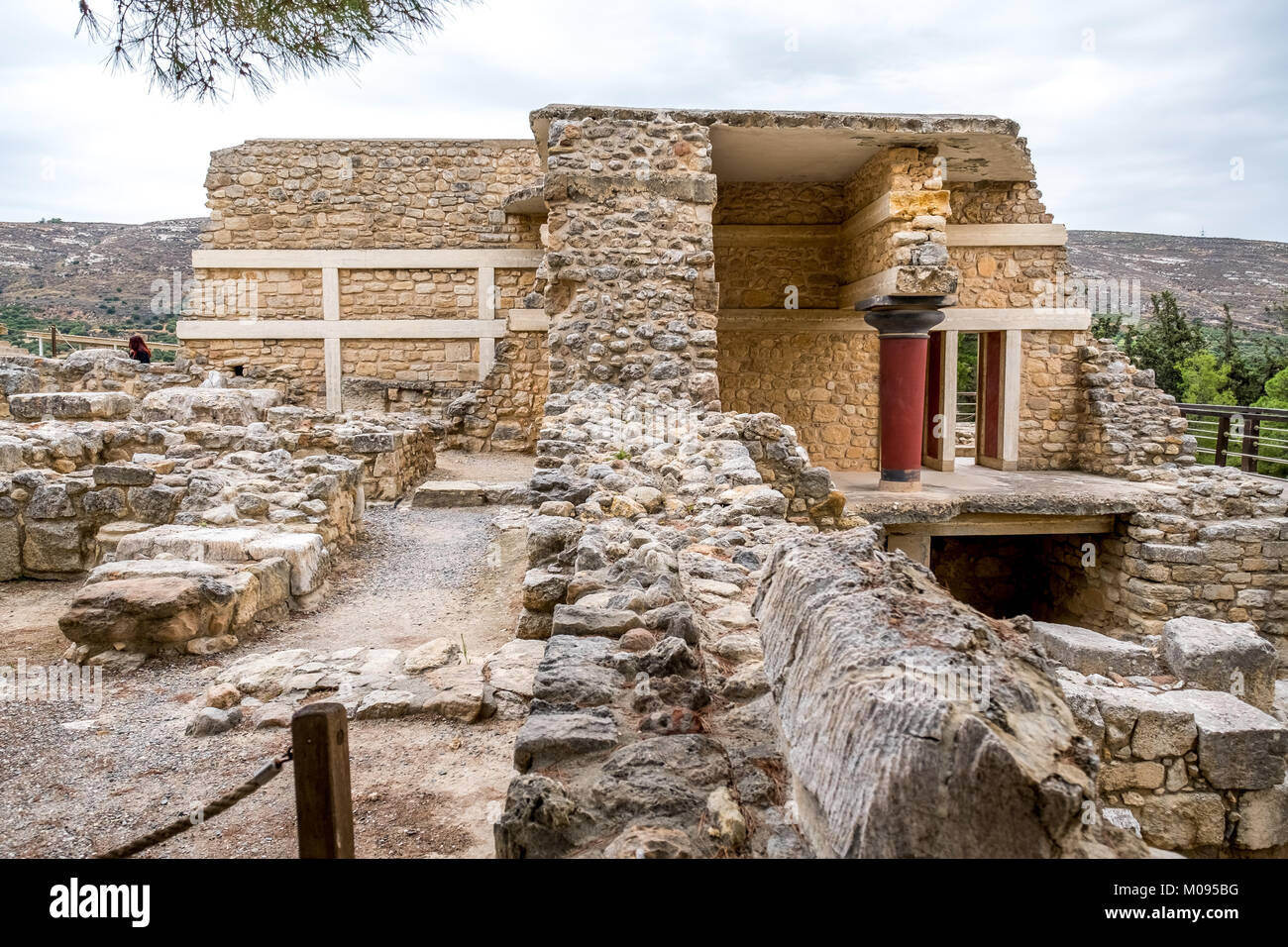 Parties du complexe du temple Minoen de Knossos, reconstruit le palais de Knossos, double étage, ville antique de Knossos, Héraklion, Knossos, Crète, Grèce, E Banque D'Images