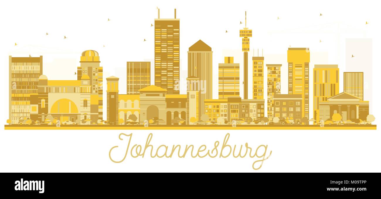 Afrique du Sud Johannesburg City skyline silhouette d'or. Concept simple pour le tourisme présentation, bannière, un placard ou un site web. La ville de Johannesburg Illustration de Vecteur