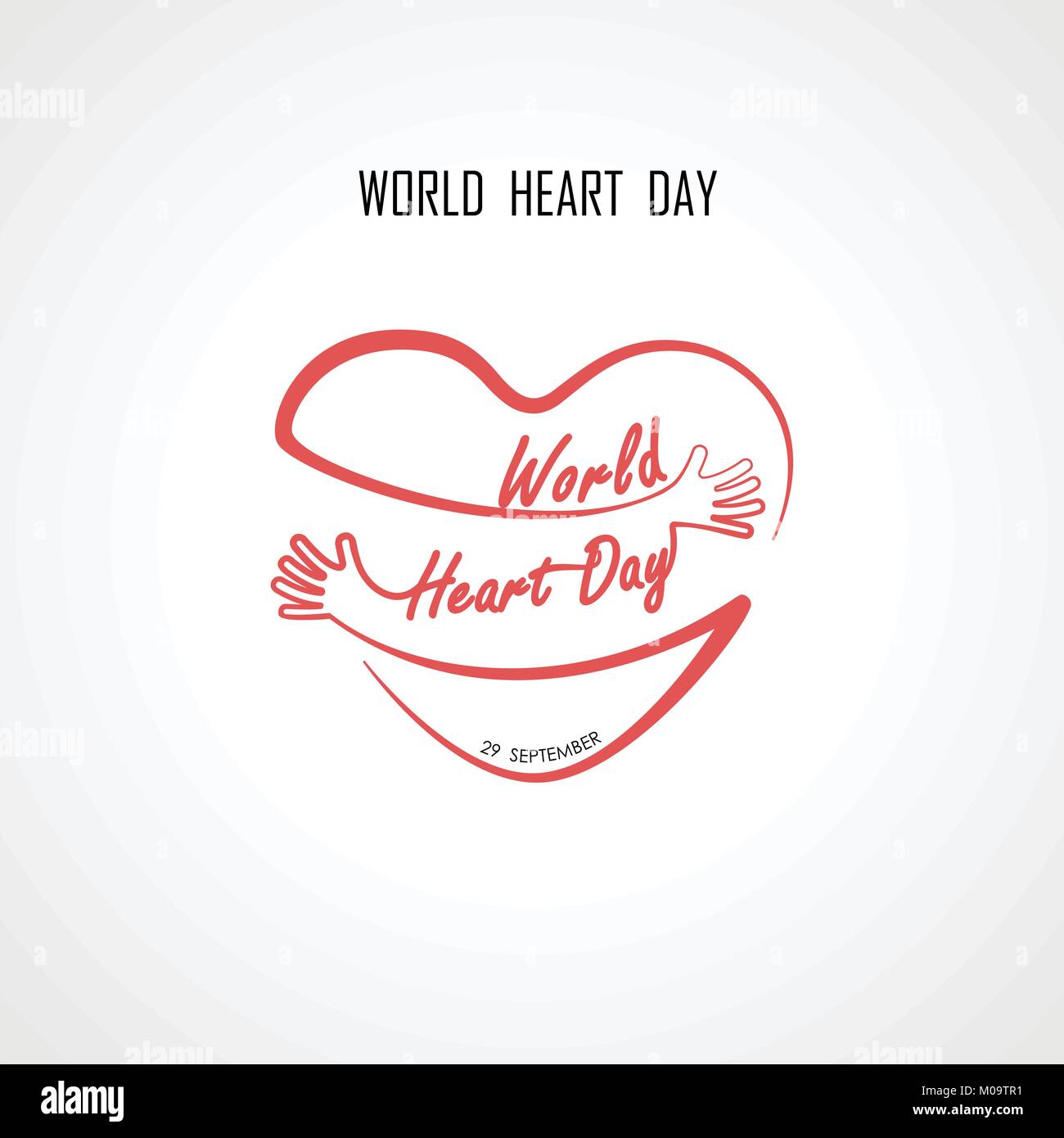 La Journée mondiale du coeur et des éléments de conception typographique en forme de coeur rouge avec part embrasser.câlins et aimez-vous sign.Santé et Soins cardiaques icon.heureux valen Illustration de Vecteur
