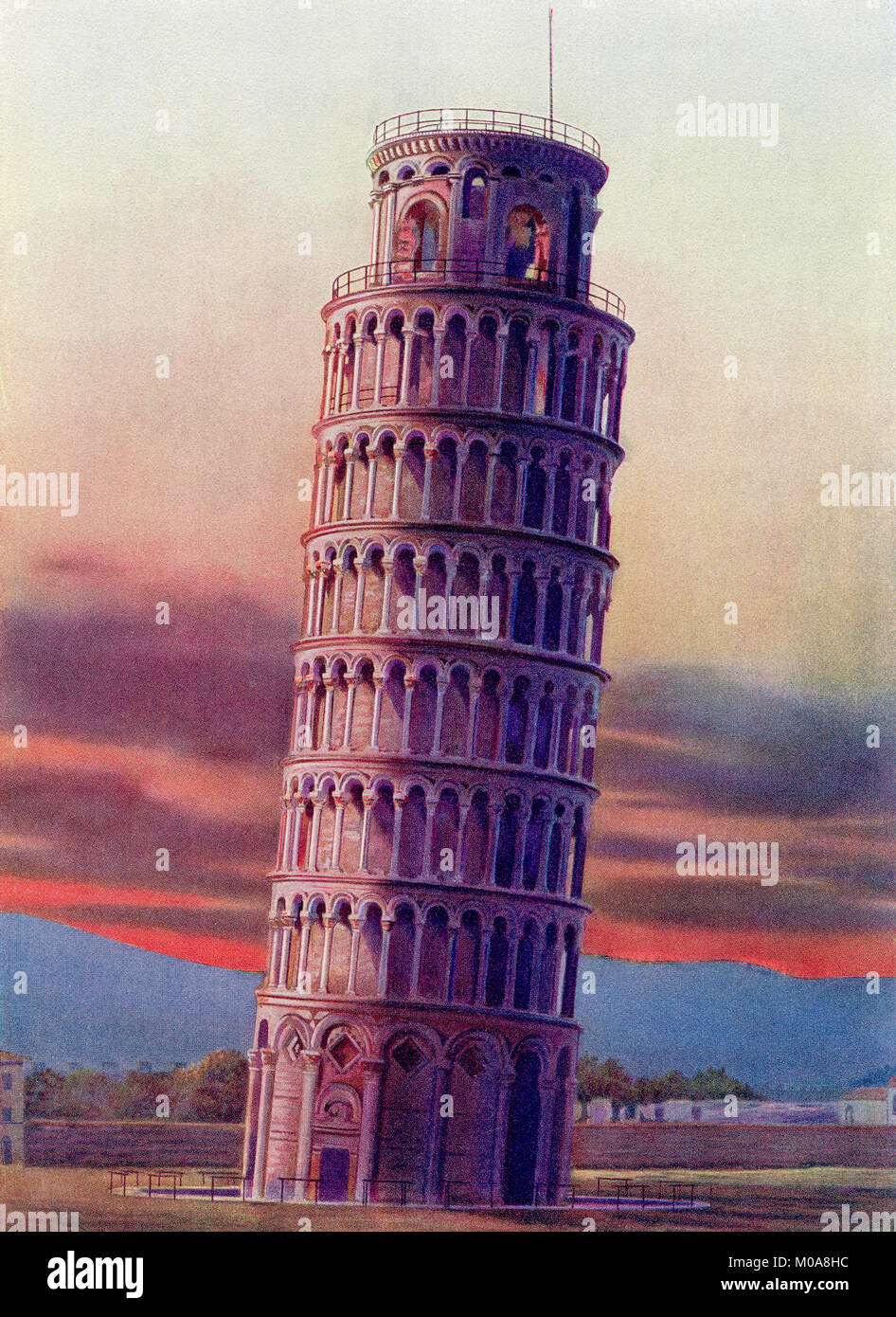 La Tour de Pise, le Campo dei Miracoli, Toscane, Italie. Des merveilles du monde, publié c.1911. Banque D'Images