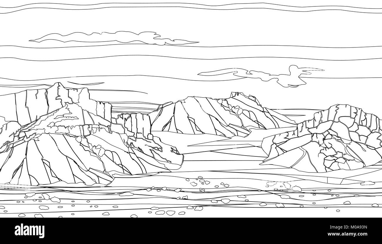 Les grandes chaînes de montagnes, le désert, les roches, la faune background Vector illustration Illustration de Vecteur